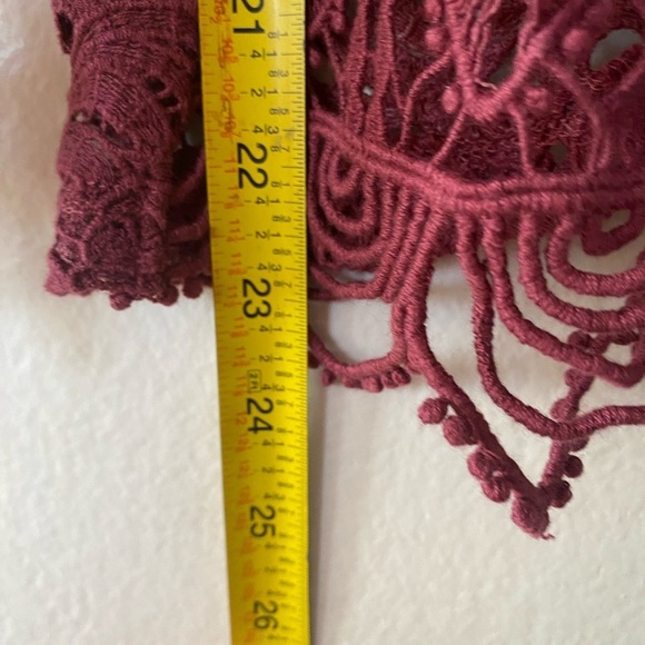 Zara Crochet Lace Eyelet Blouse See Through Maroon Top Women’s Size XS - Picture 10 of 12